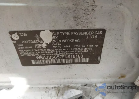 2015 BMW 328I xDrive z USA, uszkodzony, nr VIN WBA3B5G57FNS16183